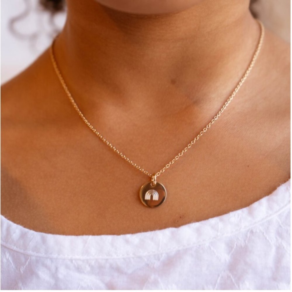 14 K gold plated sterling silver rainbow pendant